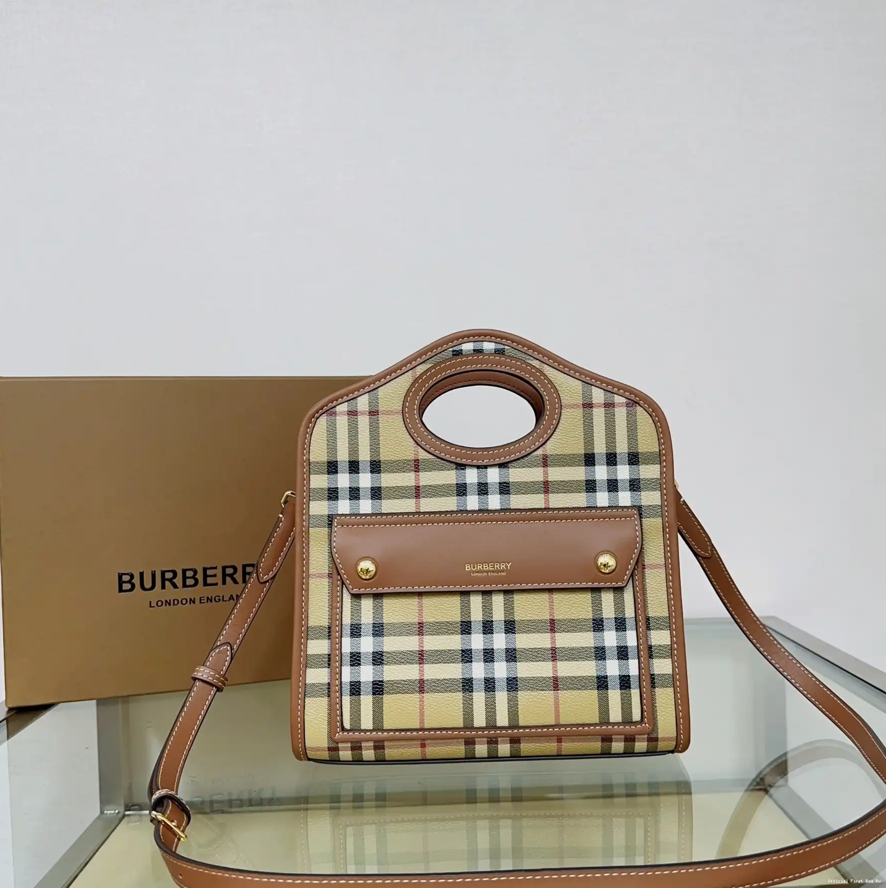 Official First Bag Ru BURBERRY Pocket Bag-23*6*26.5CM Mini 0514